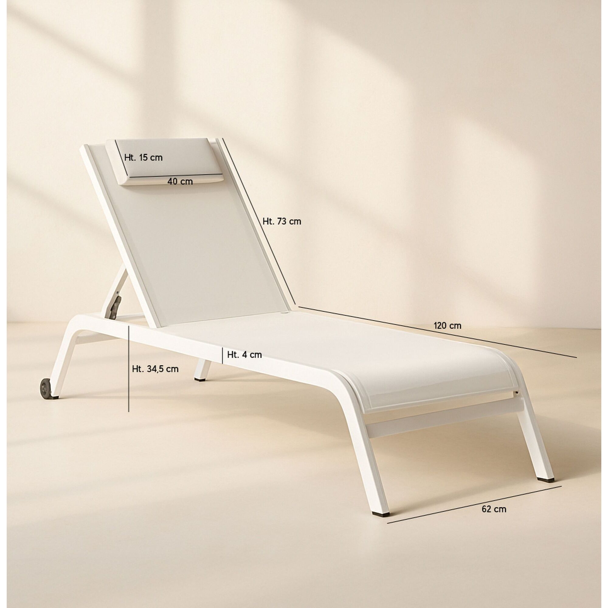 Lot de 2 chaises longues en acier inoxydable blanc NAPOLI