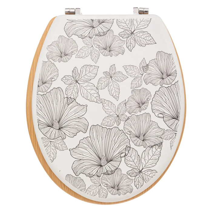 Abattant WC "BlackFlora" noir et blanc en bois laqué