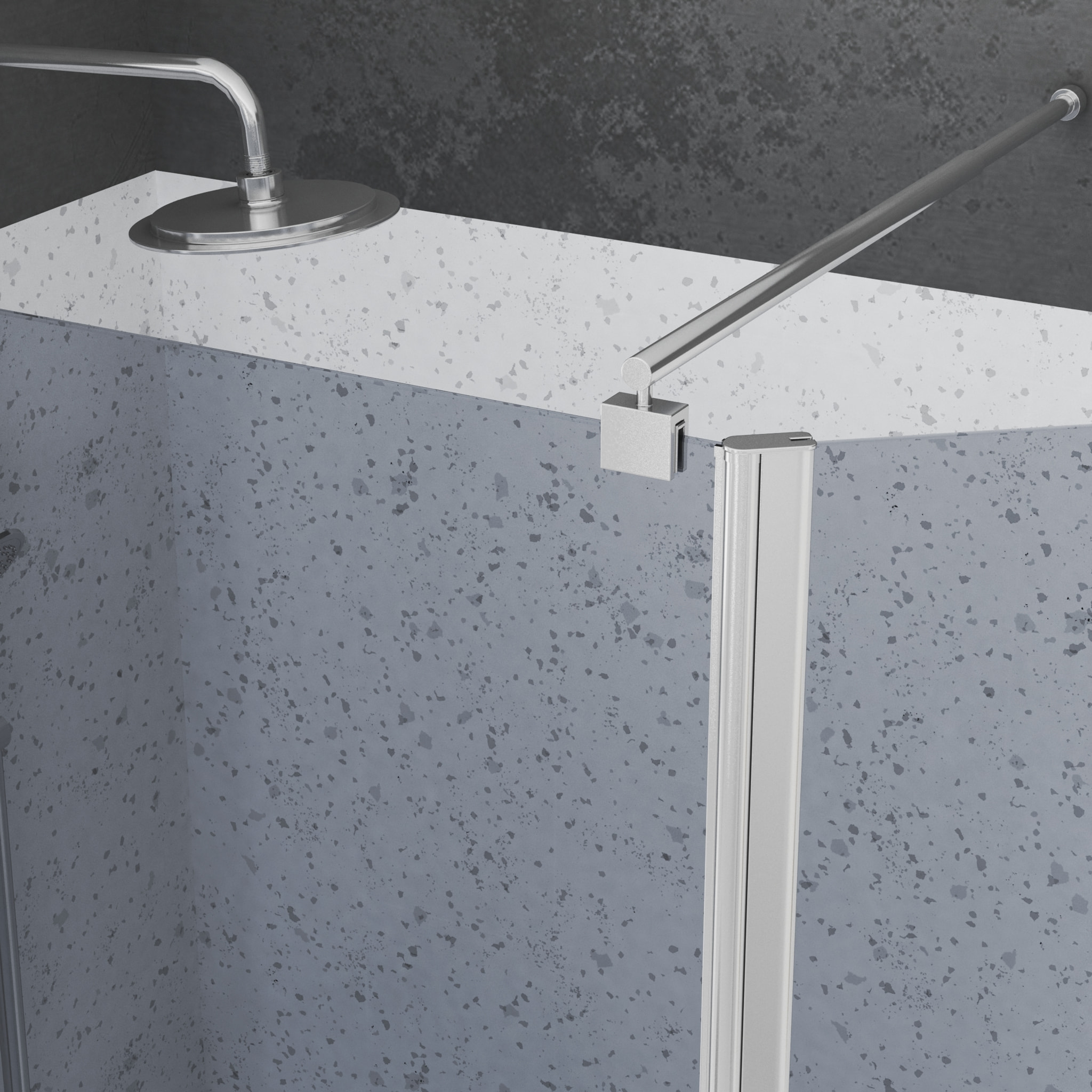 Paroi de Douche et Volet Pivotant 90+40x200cm - Verre Fumé + Barre Fixation Chrome