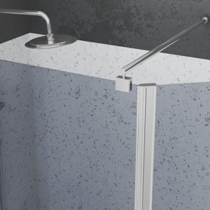 Paroi de Douche et Volet Pivotant 90+40x200cm - Verre Fumé + Barre Fixation Chrome