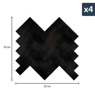 Crédence adhésive murale 3D  - Effet chevron 4 pièces - Noir