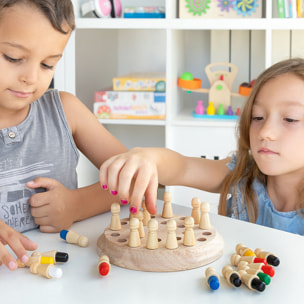 Pack Ajedrez de Memoria de Madera y Kit de Construcción de Fuertes para Niños InnovaGoods