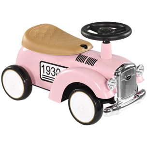 Porteur enfant voiture de collection rétro coffre butée arrière anti-basculement klaxon rose