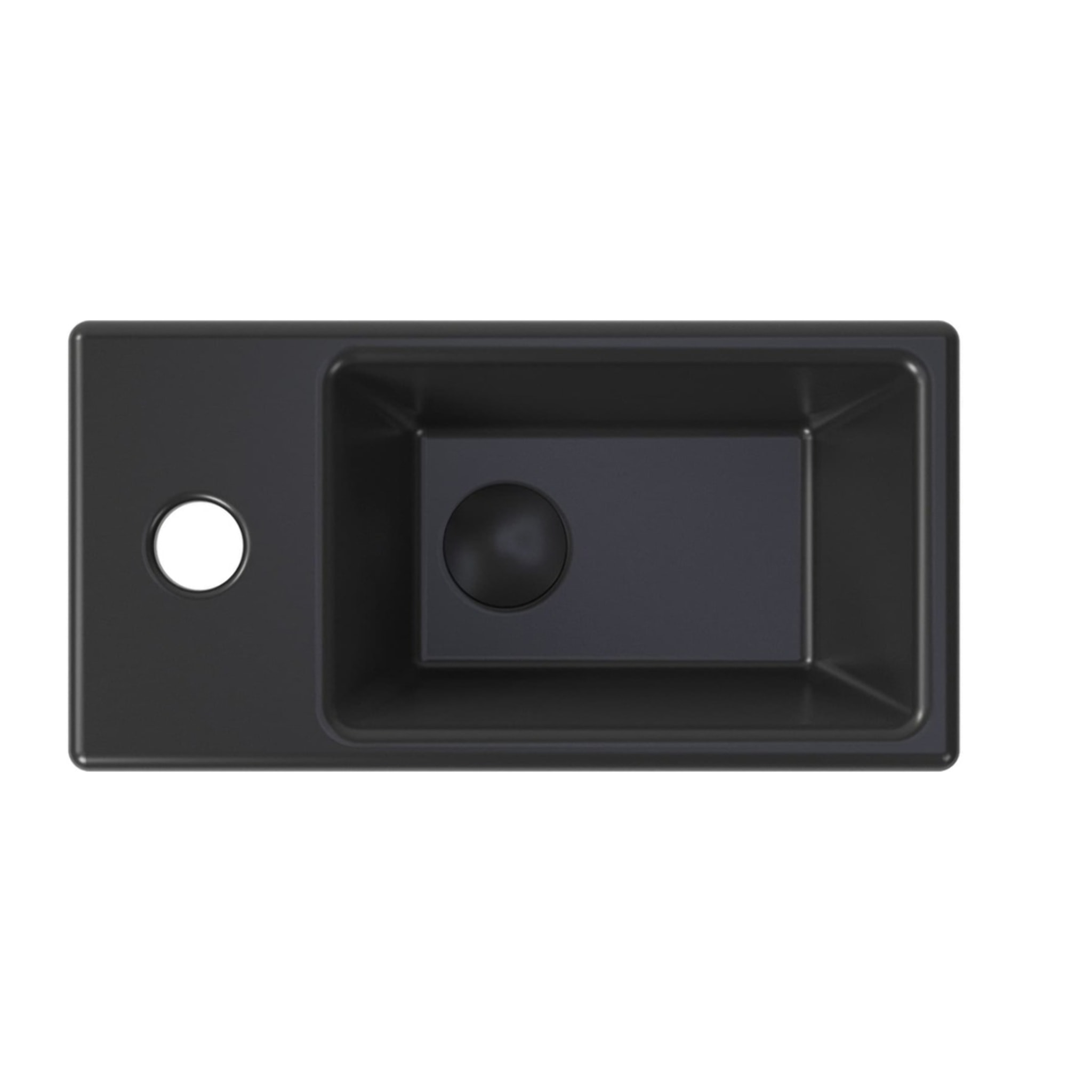 Brevis Lave-mains suspendu avec trou pour robinetterie à gauche, 40,5x20,5x10,5cm, noir (SATBRE4020SLBKM)