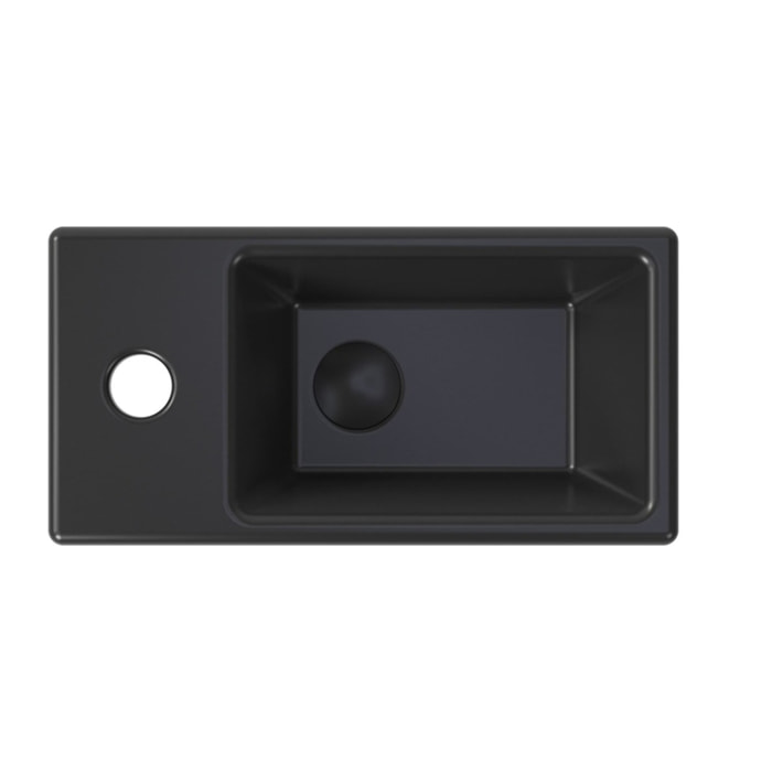 Brevis Lave-mains suspendu avec trou pour robinetterie à gauche, 40,5x20,5x10,5cm, noir (SATBRE4020SLBKM)