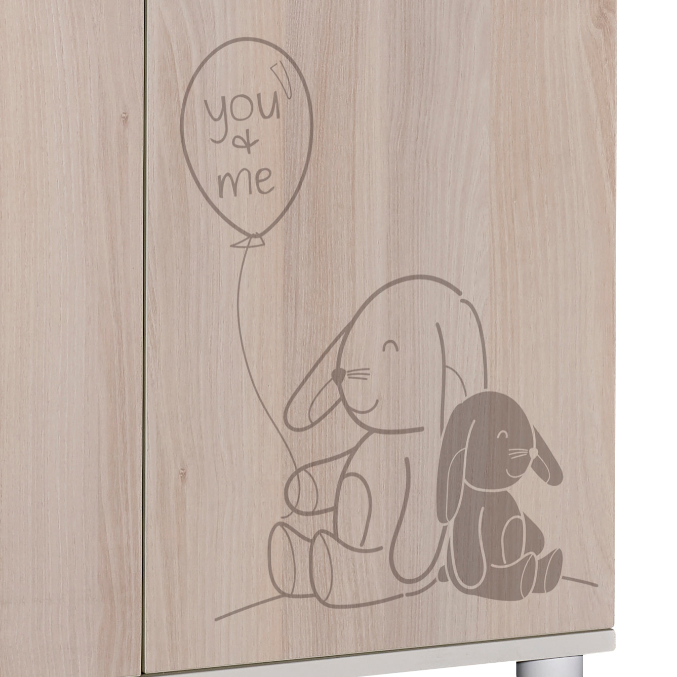 Commode à langer 2 portes et une niche décor bois