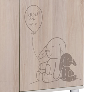 Commode à langer 2 portes et une niche décor bois