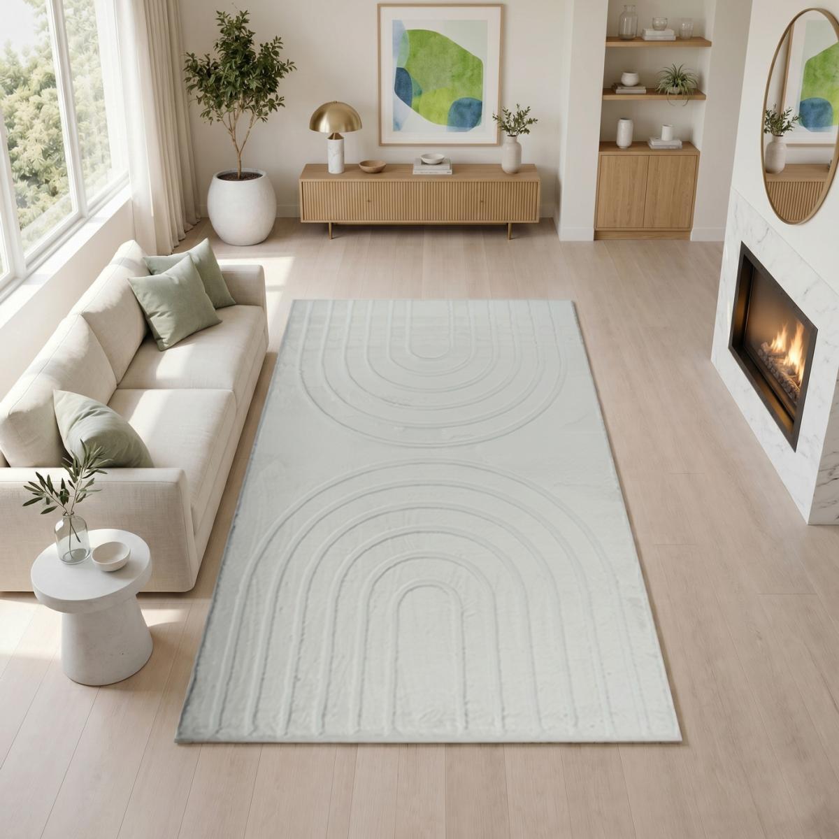 Tapis salon, faux uni sobre, texture en relief
