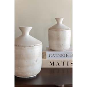 J-Line Pot Decoratif Olina Ciment Creme Large