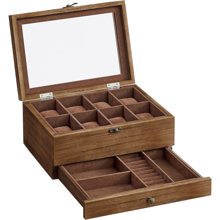 Cofanetto porta orologi e gioielli in legno di paulownia Noce