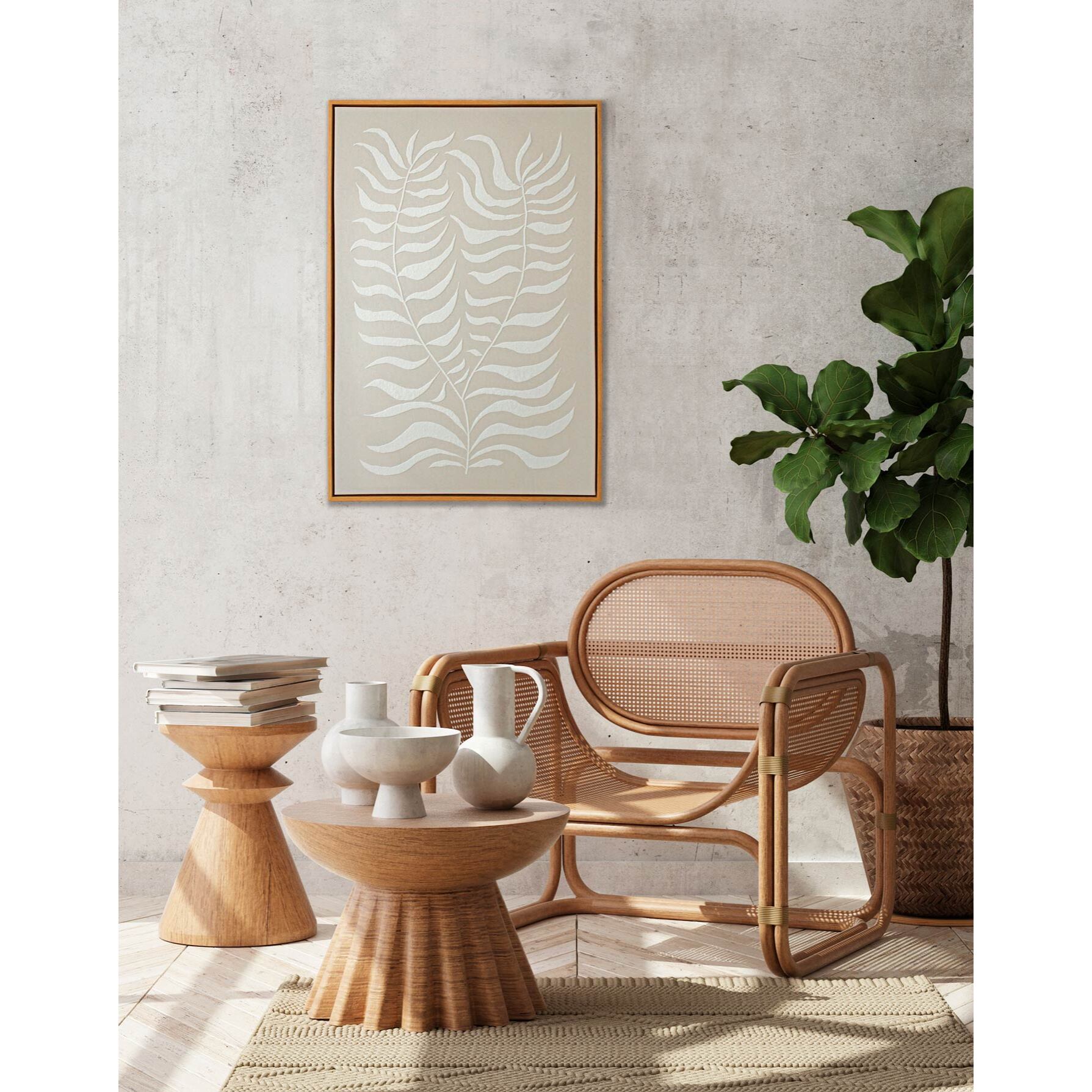 Cuadro Linen lino impresión 3D beige-blanco 73x53x4 cm