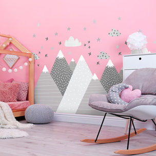 Stickers muraux enfants - Décoration chambre bébé - Autocollant Sticker mural géant enfant montagnes scandinaves ROCKA