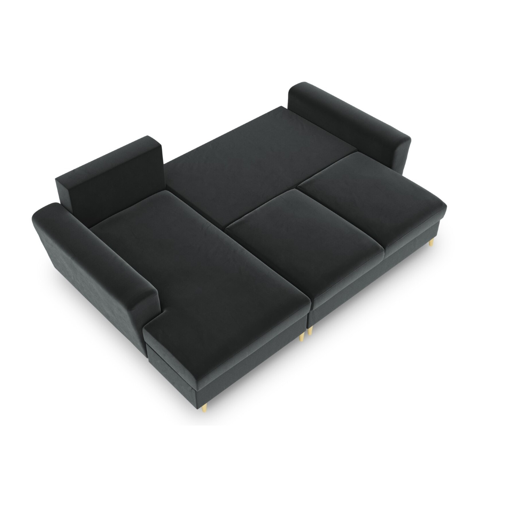 Canapé d'angle gauche convertible avec coffre de rangement "Kyoto" 4 places en velours gris foncé