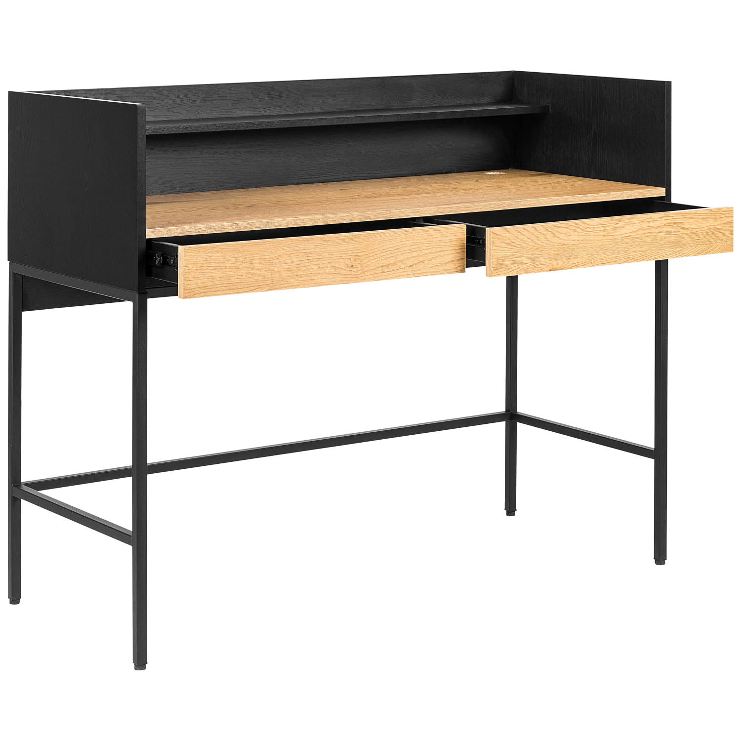 Bureau bois et noir 2 tiroirs ARTHUR