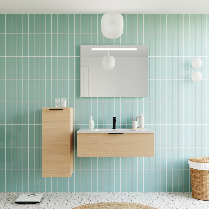 Ensemble vasque intégrée 1 tiroir + miroir - SOHO