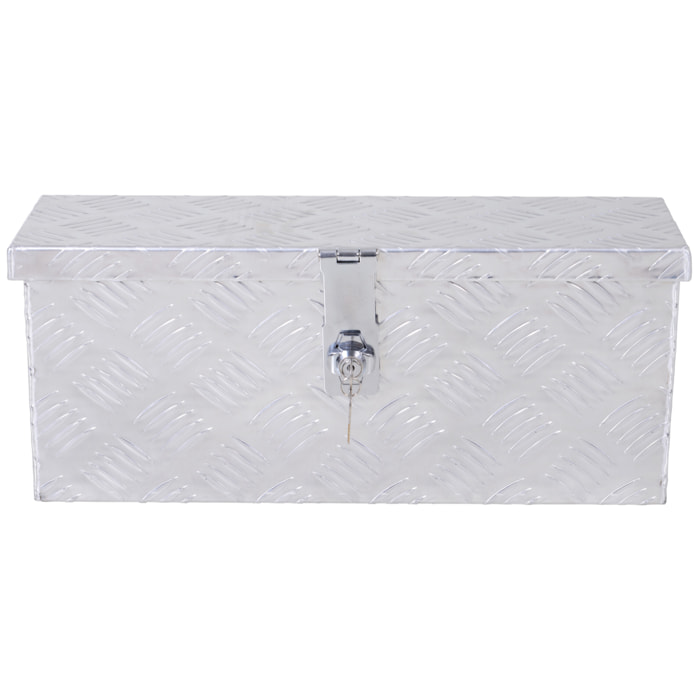 HOMCOM Boite de rangement - boîte à outils en aluminium - caisse à outil alu. verrouillage clé dim. 50L x 15,5l x 20,5H cm