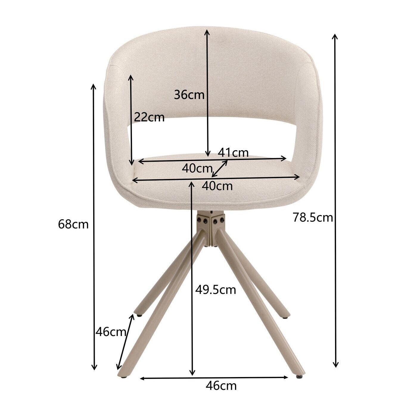Chaise avec accoudoirs pivotante Gina beige Kare Design