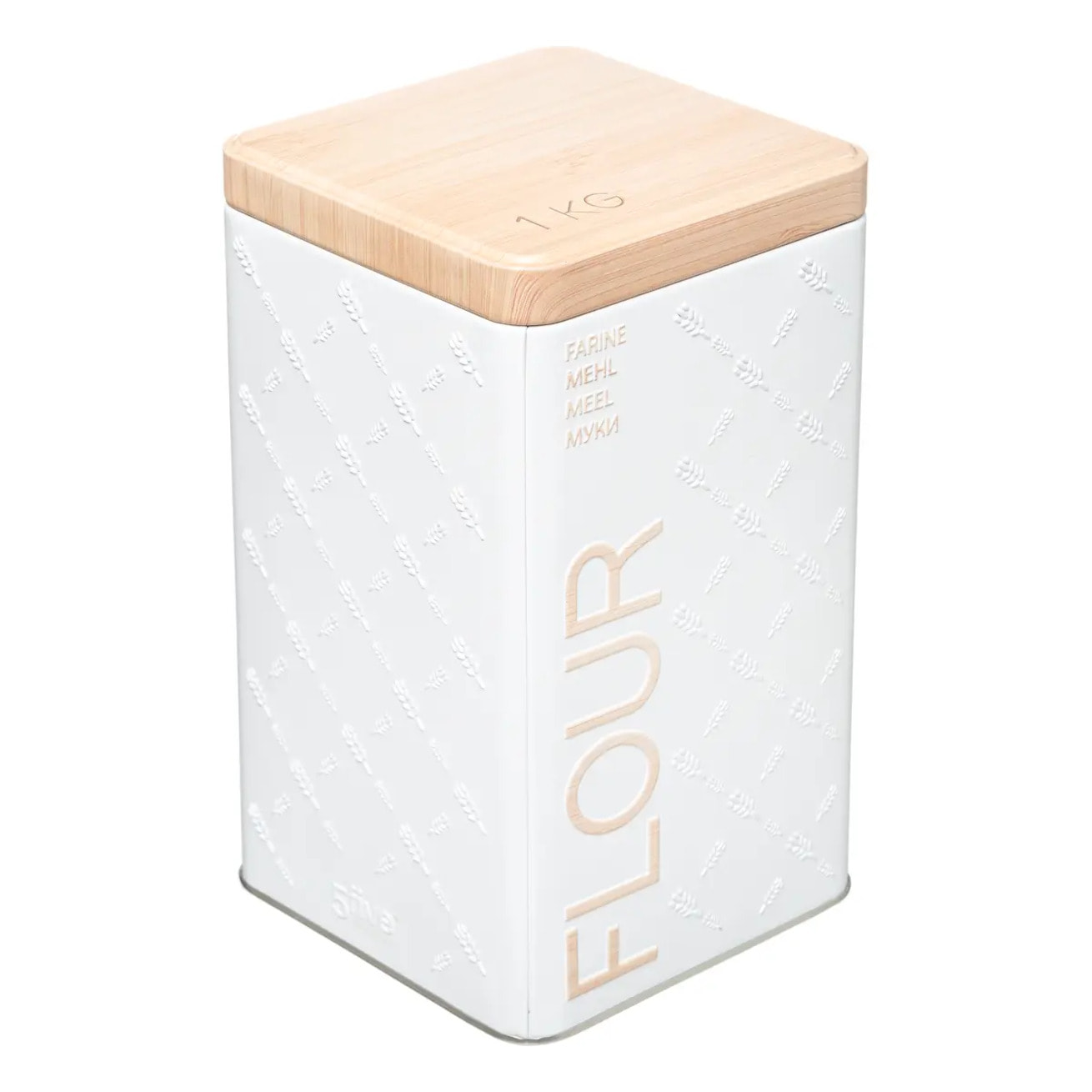 Boîte à farine 1kg métal "Scandinave Nature" blanc