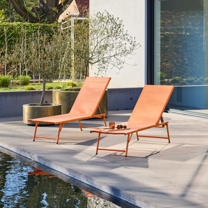 Bain de soleil acier textilène multi positions (lot de 2) TROPEA