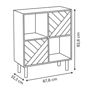 Etagère 4 cases Mix'N'Match bois et motif rayé