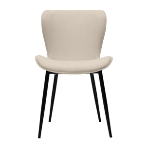 Chaises design en tissu velours côtelé beige et métal noir (lot de 2) ADDICT