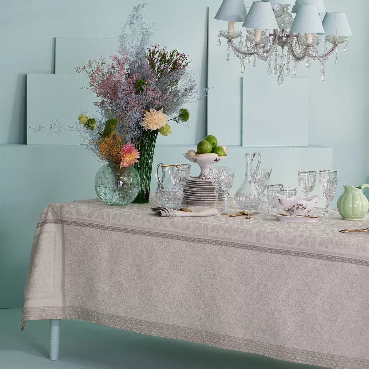 Serviette pur lin motif jacquard beige Harmonie beige