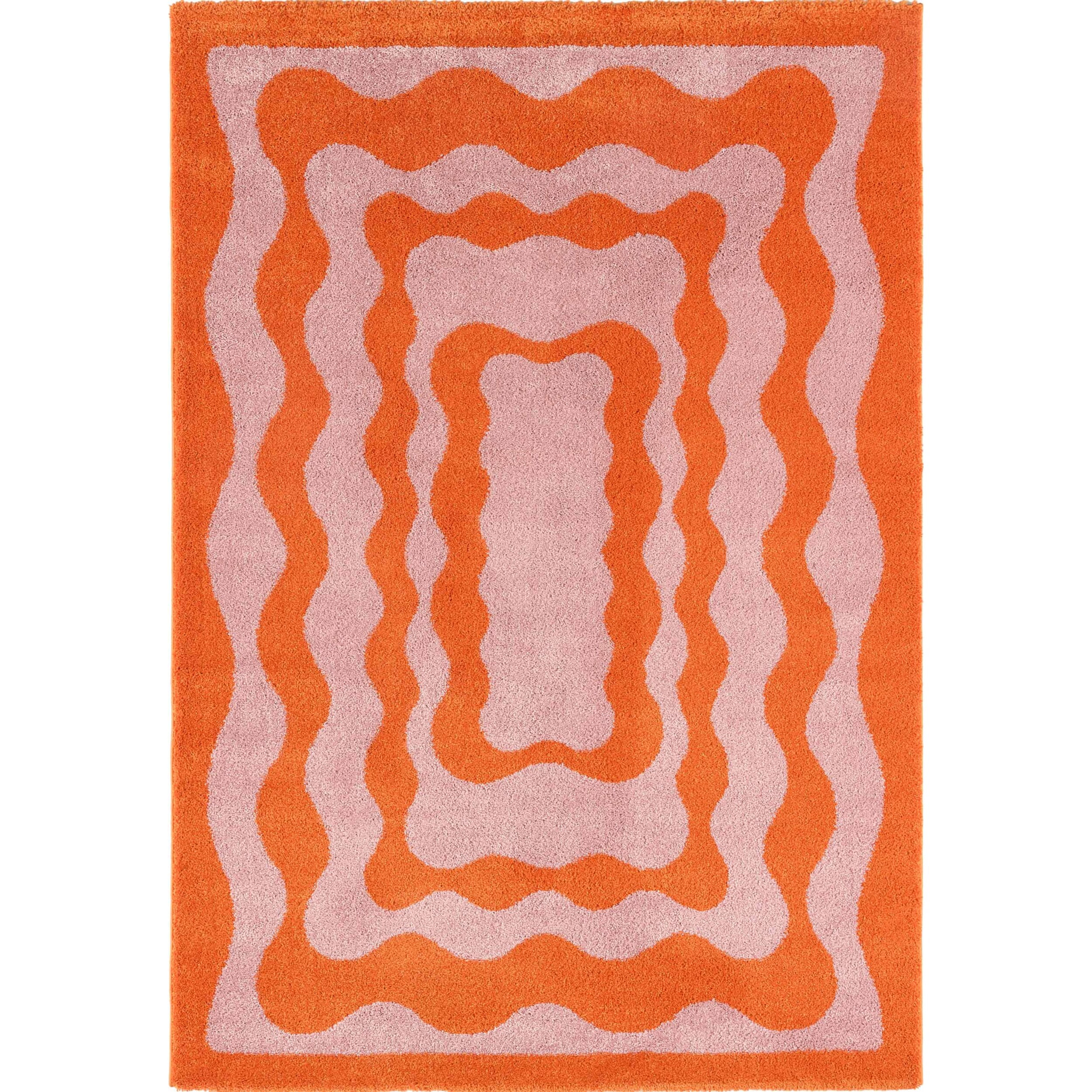 GROOVY - Tapis coloré style seventies - Confortable et moelleux - Orange