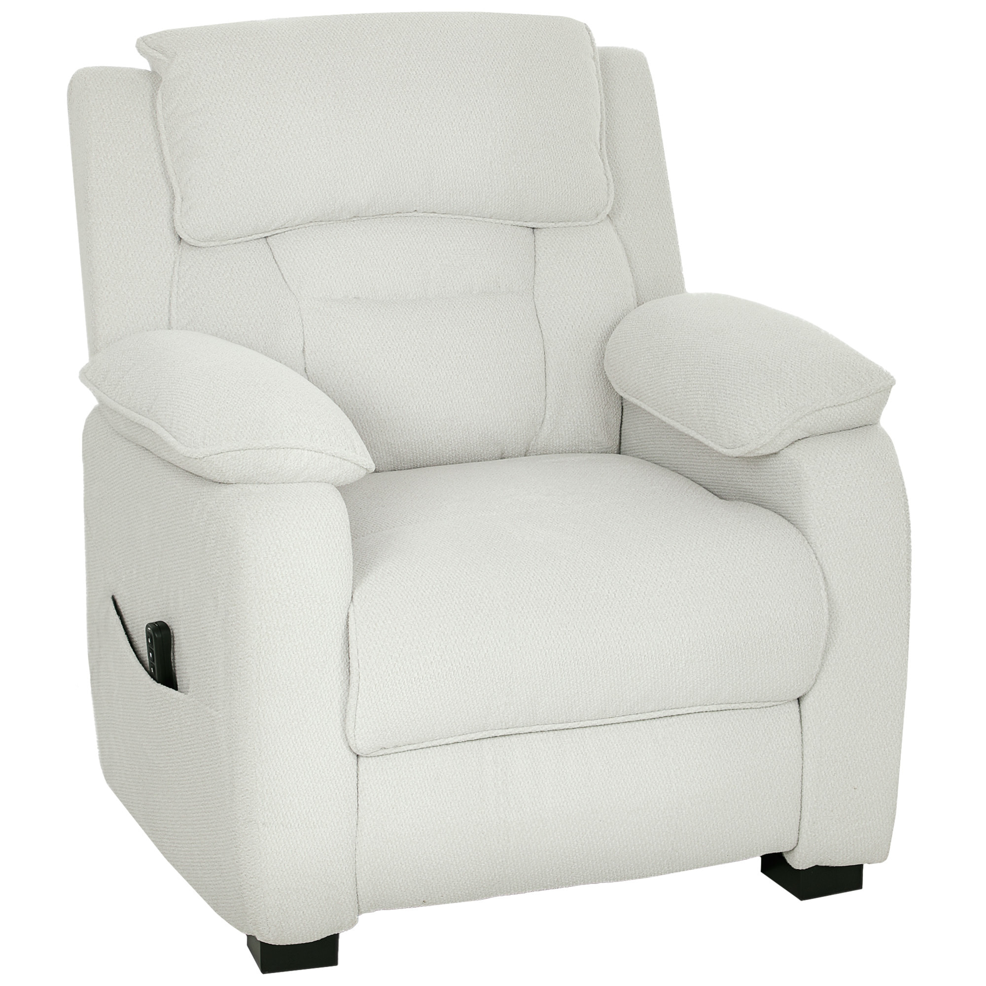 Fauteuil relax électrique inclinable repose-pieds port USB intégré velours blanc cassé