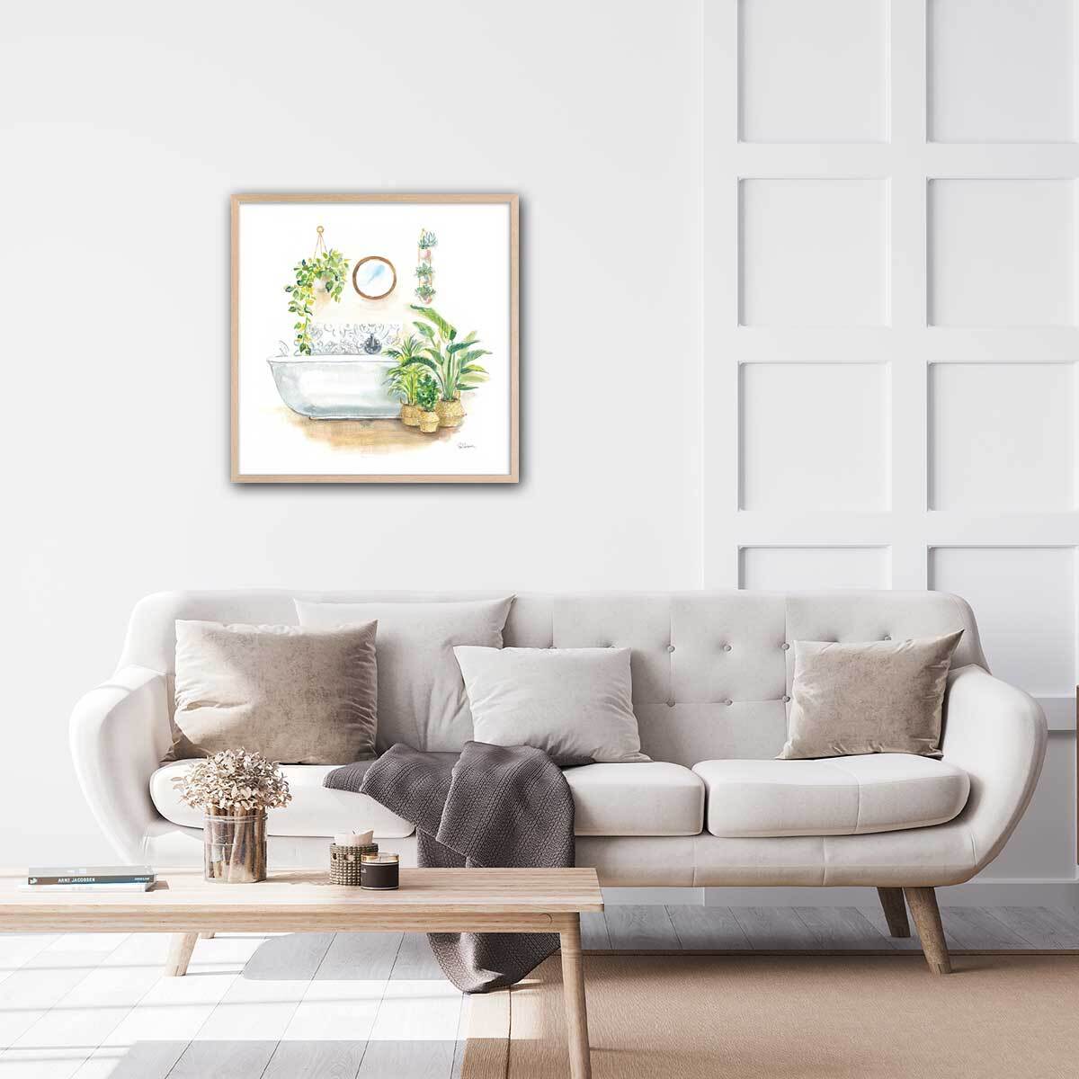 Affiche Baignoire tropicale Affiche + cadre en bois - Chêne