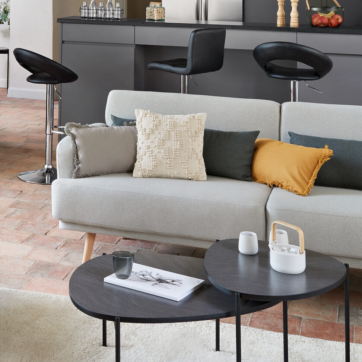 Canapé convertible "Jack" 3 places gris souris