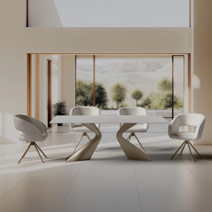 Table Gloria 200x100cm beige grès blanc Kare Design