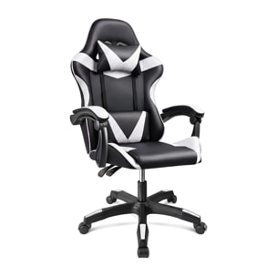 Silla gaming reclinable y con altura ajustable en negro y blanco 117-128 cm Viper Negro - Blanco
