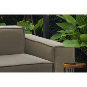 Poltrona Leonia, Poltrona da salotto, 100% Made in Italy, Poltroncina relax in tessuto imbottito, Cm 140x95h70, Tortora
