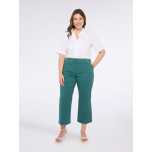 Fiorella Rubino - Pantaloni cropped in misto cotone - Verde