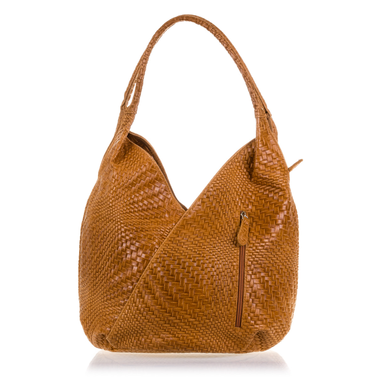 Jesi Bolso de hombro Mujer.Piel auténtica Gamuza Grabado Entrelazado