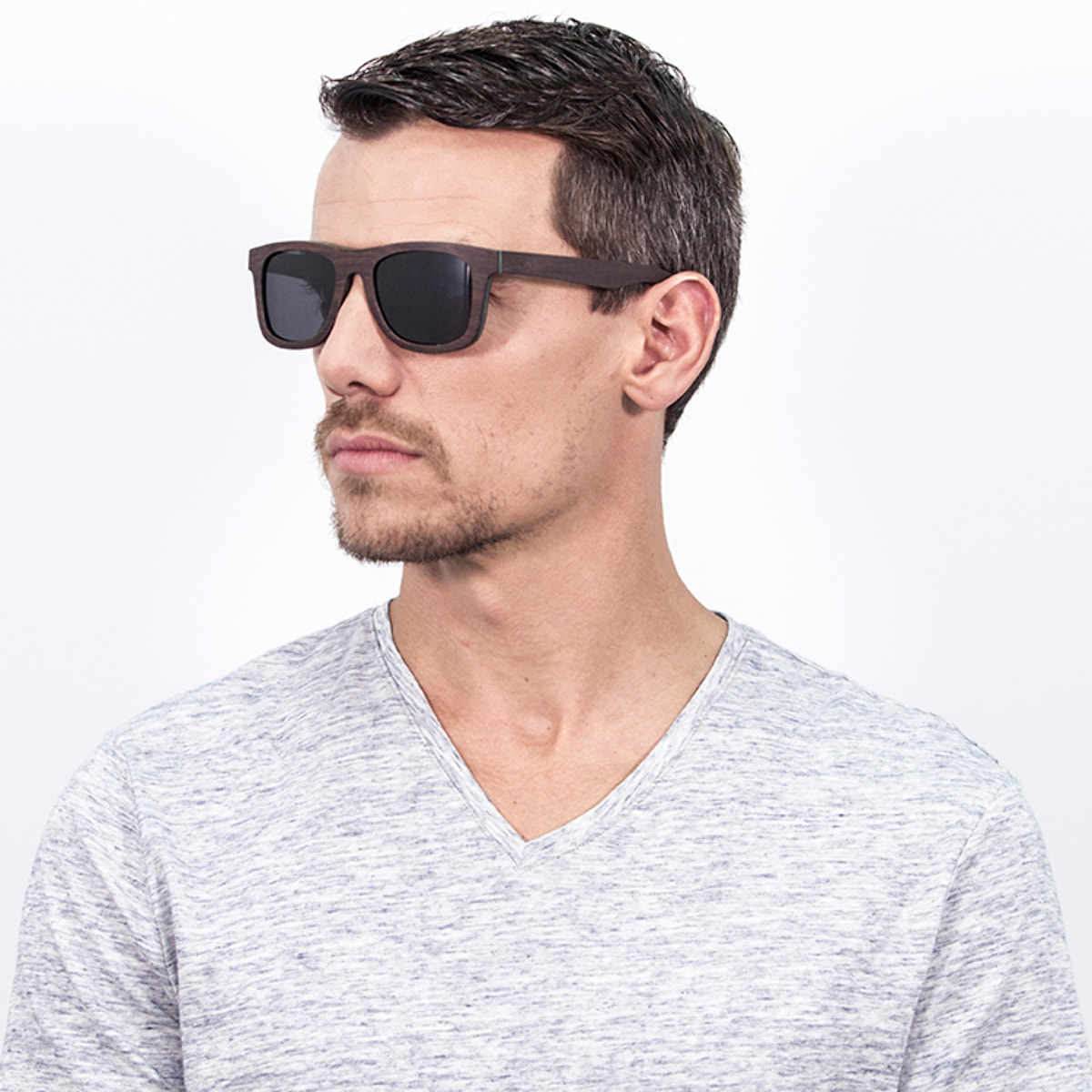 Gafas de sol OCEAN VENICE BEACH - De madera skate marrón oscuro con línea azul y / Ahumada
