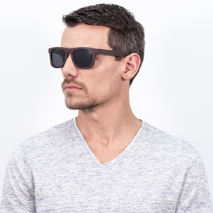 Gafas de sol OCEAN VENICE BEACH - De madera skate marrón oscuro con línea azul y / Ahumada