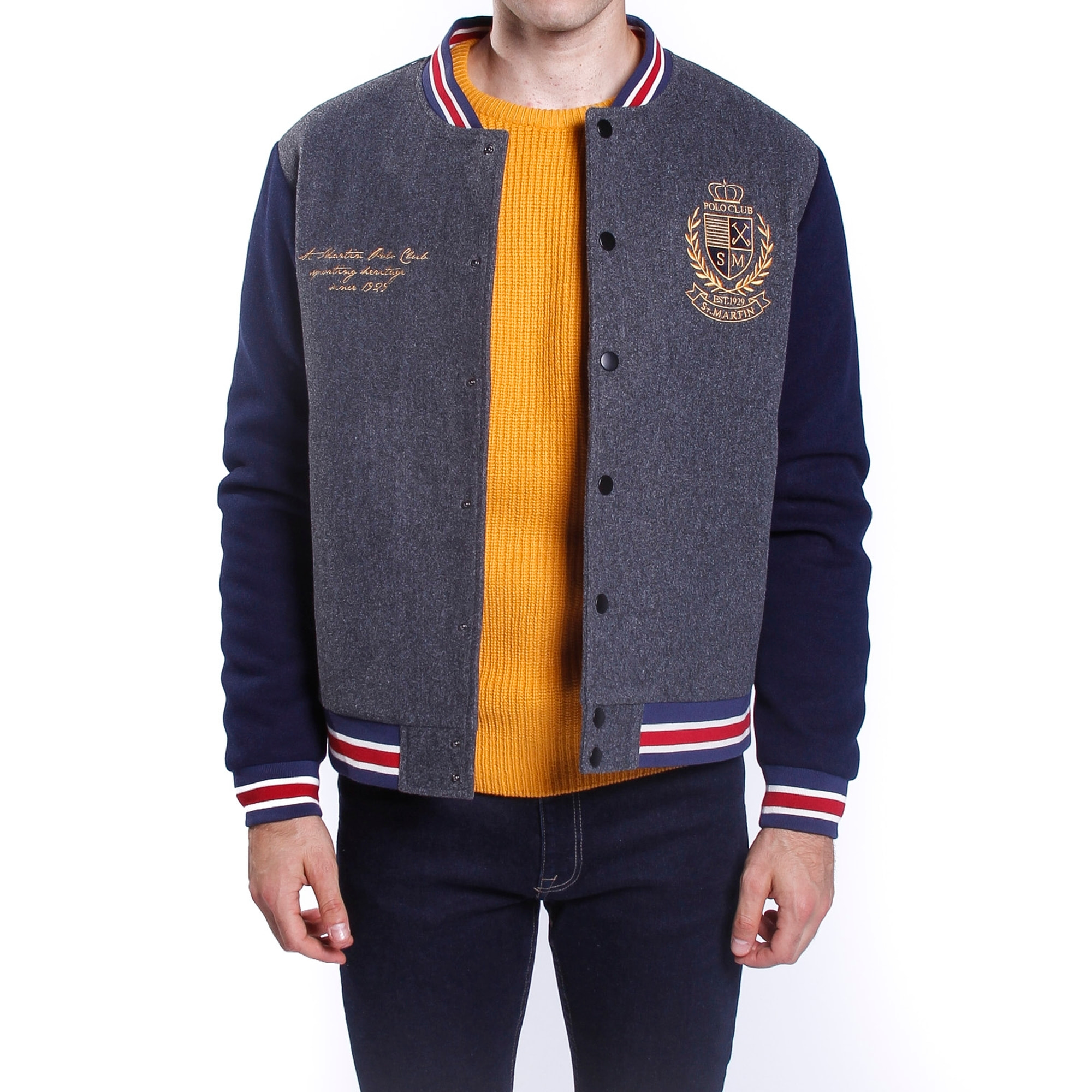 Giubbino in tessuto con logo ricamato