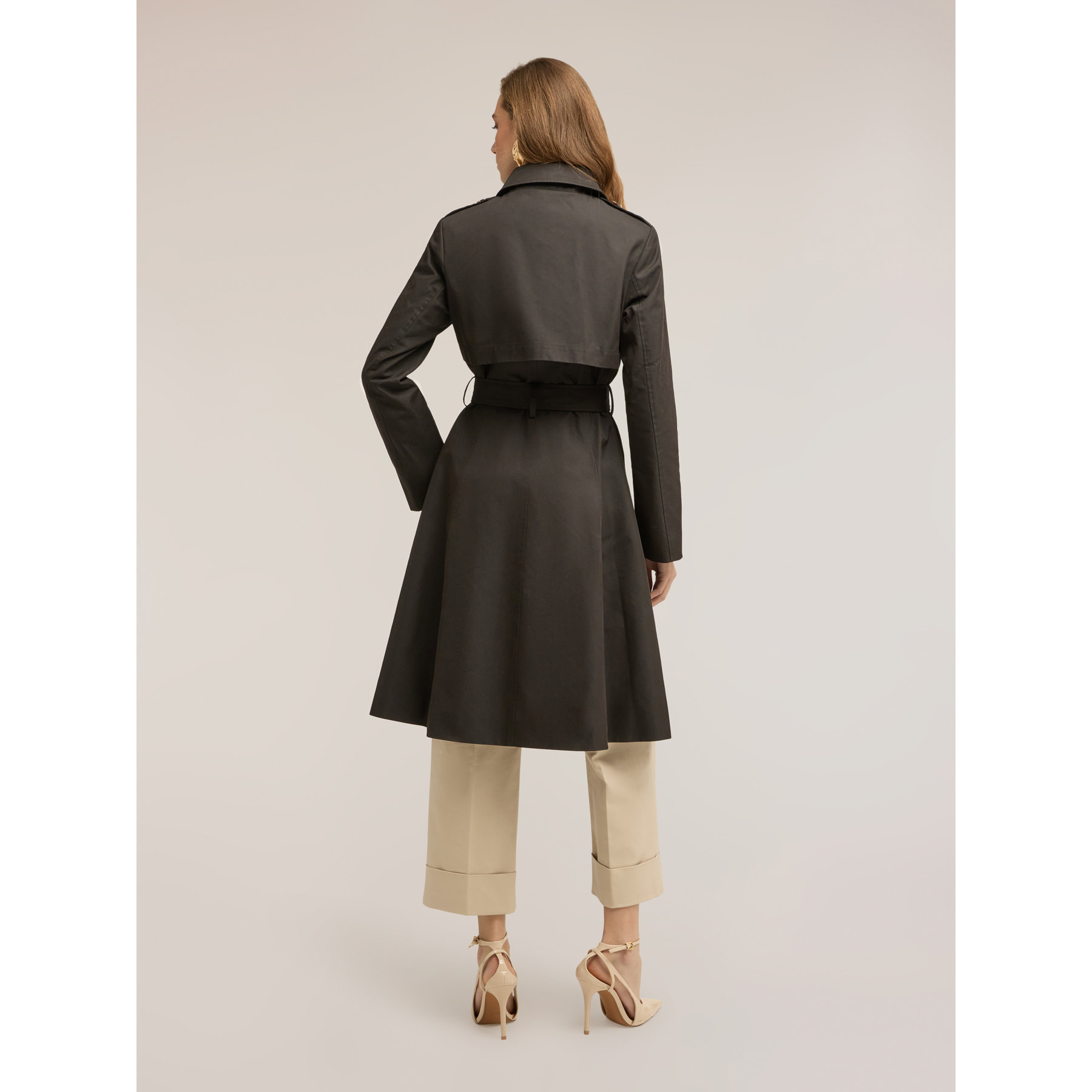 Motivi - Trench in drill misto cotone con doppia cintura - Nero