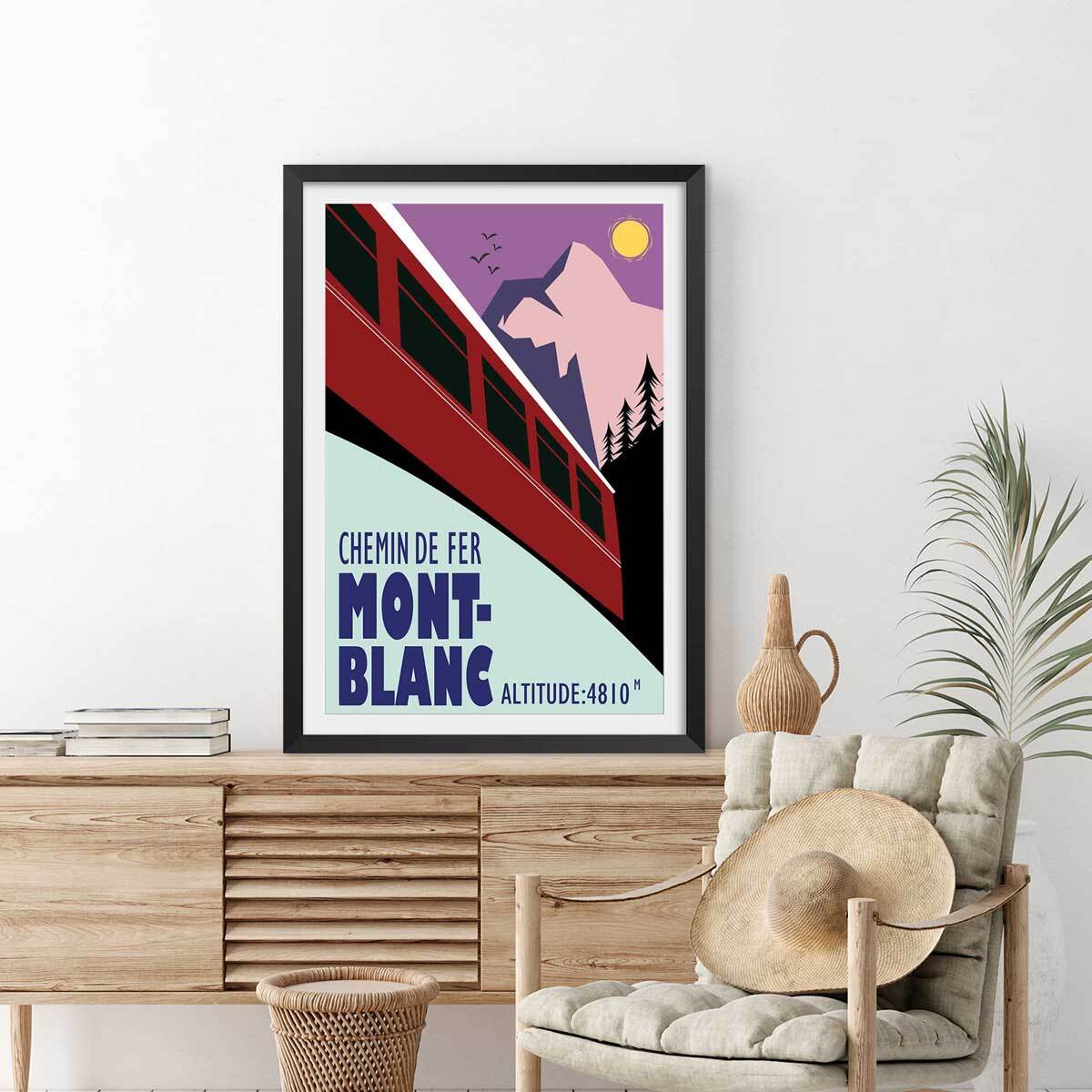 Affiche Terminus chamonix 4810m Affiche sous cadre noir