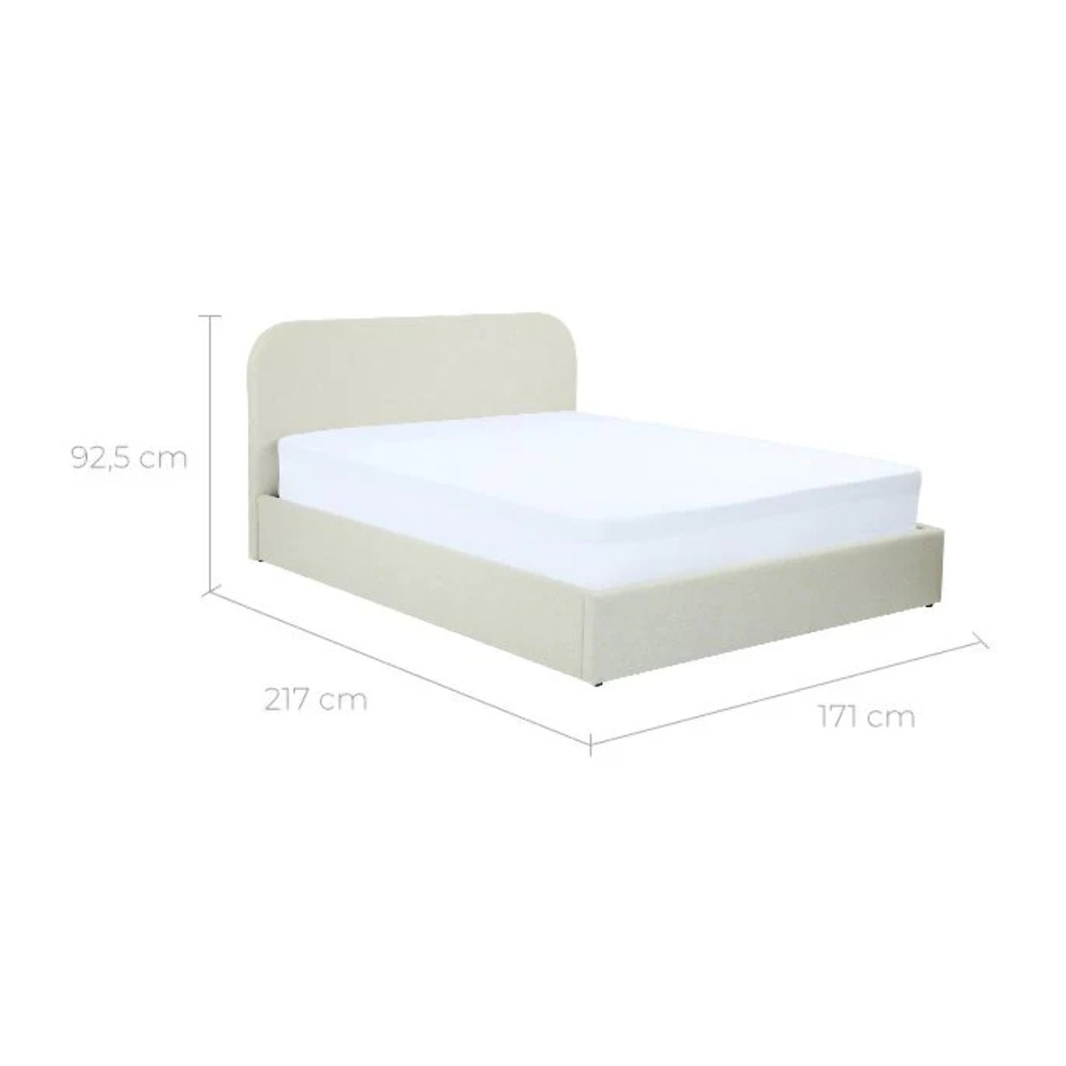 Lit double avec coffre 160x200 cm en tissu gris/beige - Tilly