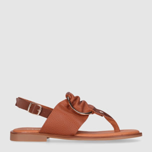 Sandalias de Piel - Cuero - Tacón: 1 cm