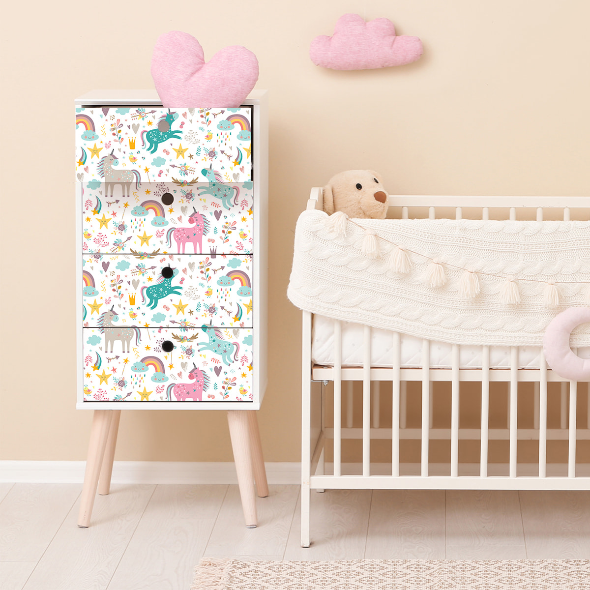 Sticker meuble pour enfant licornes enchantées 60 x 90 cm