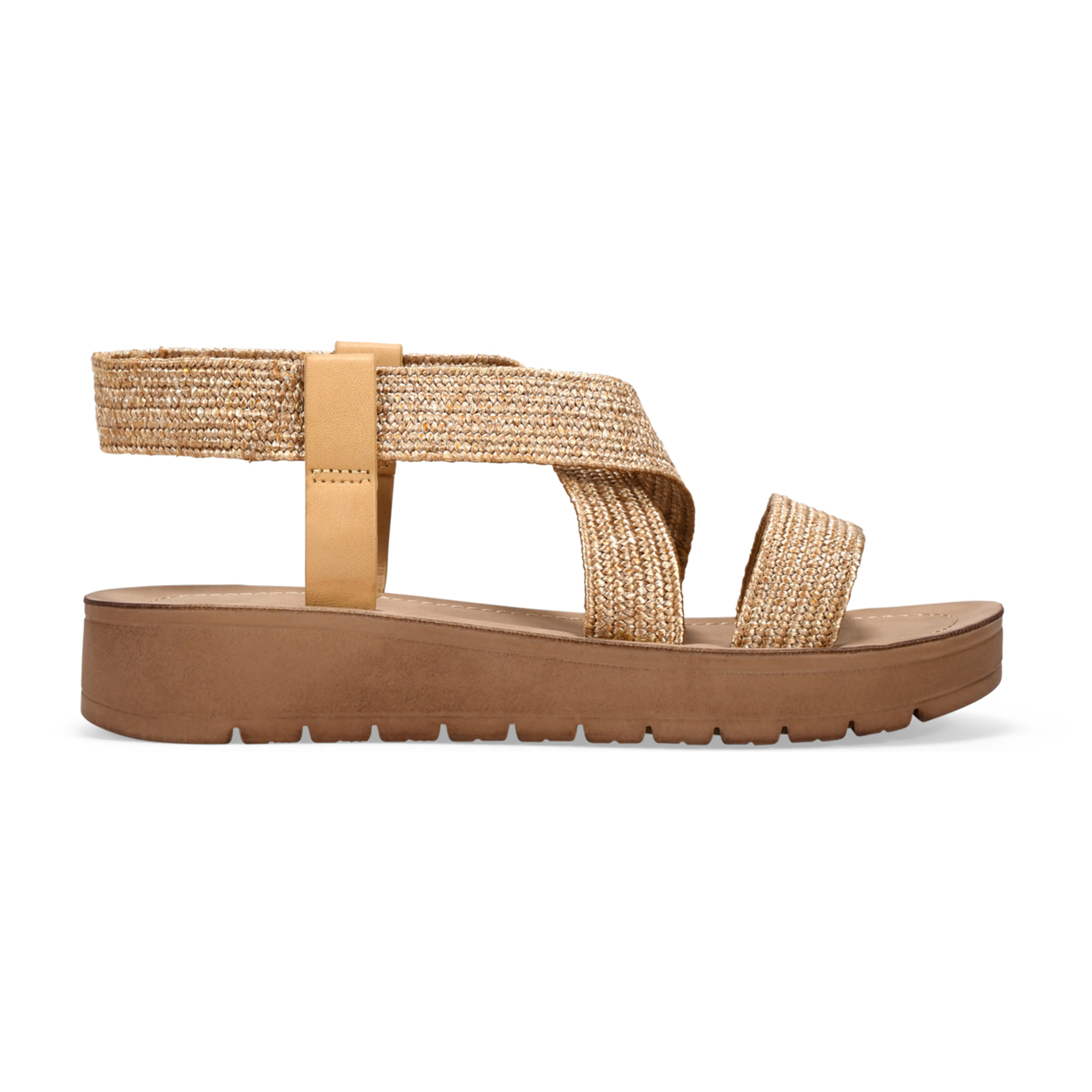 Sandalias cuña beige en rafia