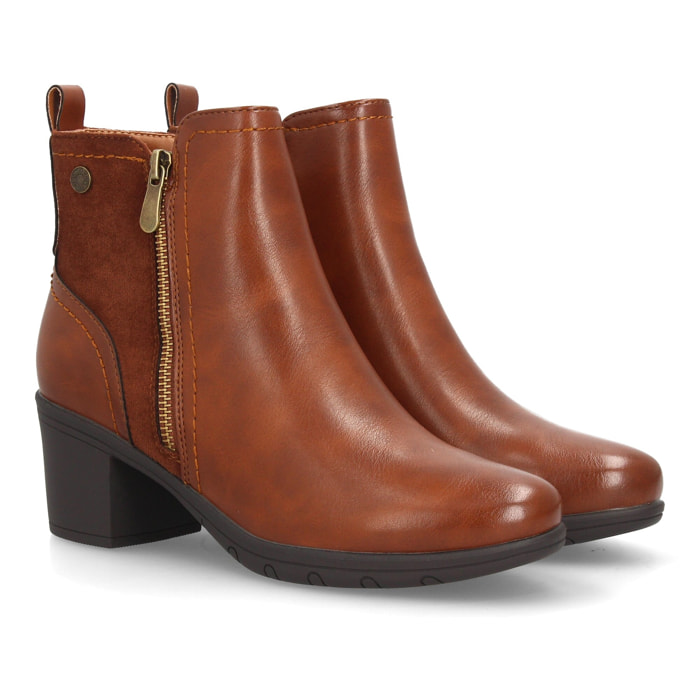Botines elegantes con tacón ancho y cremallera