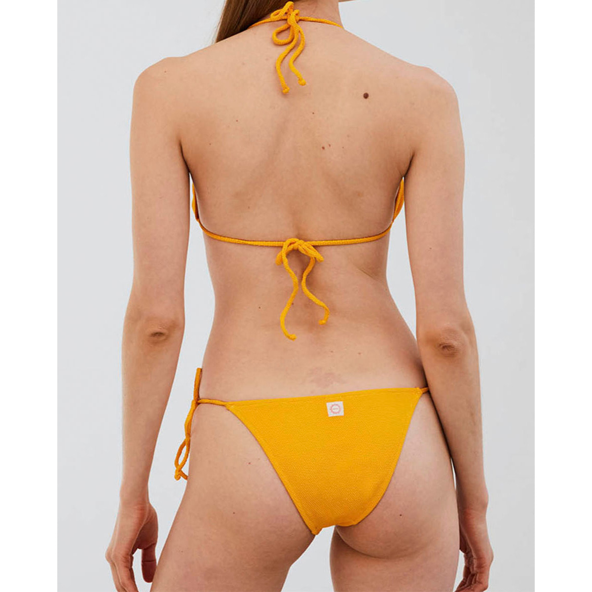 Braga de bikini semibrasileña con lazos en tejido piqué