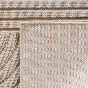 HELIX - Tapis moderne rond effet laine bouclé à motif géométrique en relief beige