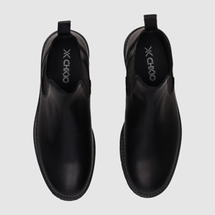 Botines de Piel - Negro - Tacón: Bajo