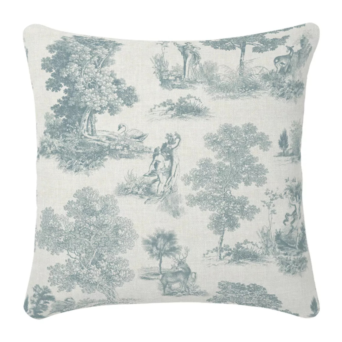Housse de coussin lin & coton 165 g/m² imprimé bleu Poesie givre