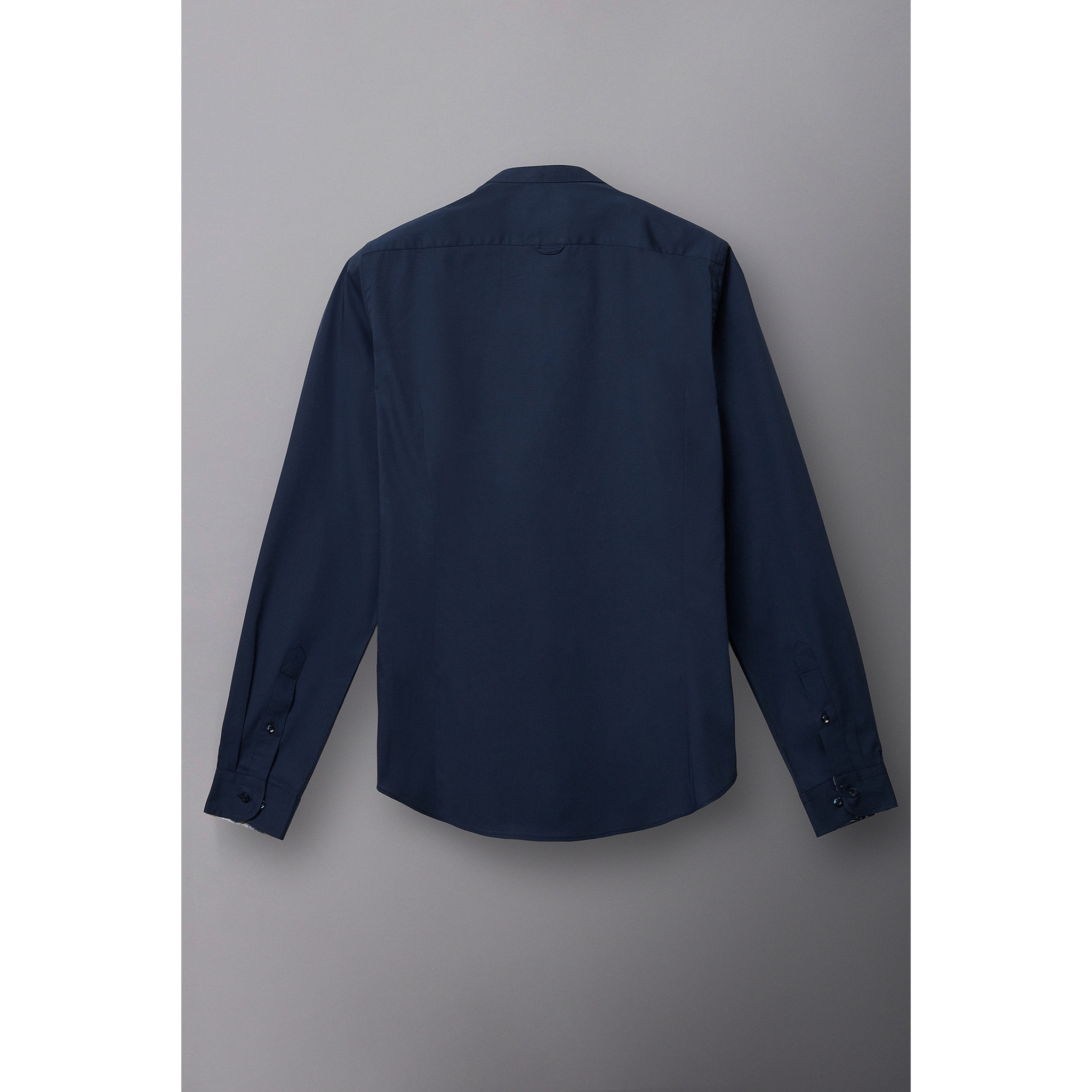 Camicia Uomo Coreano Slim Popeline Stretch Unito Blu